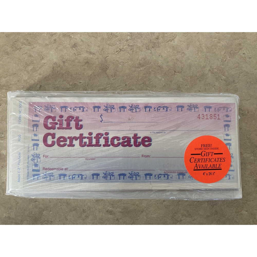 25 Made E-Z Products USA Gift Certificates Envelopes and Sign 2 Part Carbonless